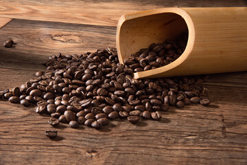 Roasted coffee bean top view for background