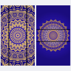 Visit Card Template With Floral Mandala Pattern. Vector Template. Islam, Arabic, Indian, Mexican Ottoman Motifs. Hand Drawn Background.