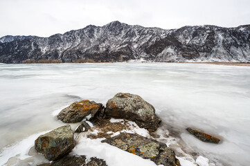 View of river Katun and Altay mountains