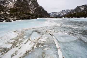 View of river Katun and Altay mountains