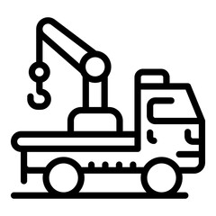 Tow truck icon. Outline tow truck vector icon for web design isolated on white background