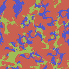 UFO camouflage of various shades of red, blue and green colors