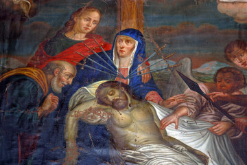 Our Lady of the Seven Sorrows, altar painting in the parish church of St. Catherine of Alexandria in Zagorska Sela, Croatia © zatletic
