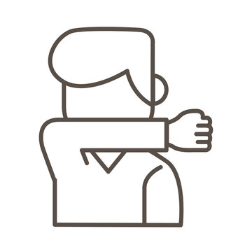 man coughing in elbow line style icon