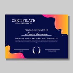 Creative certificate of appreciation best award template with colorfull geometric shapes composition, Use for print, certificate, diploma, graduation Eps10 vector template