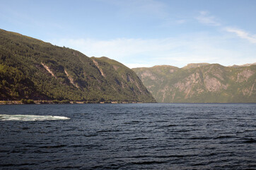 Naklejka premium Sognefjord, Norway, Scandinavia. View from the board of Flam - Bergen ferry.