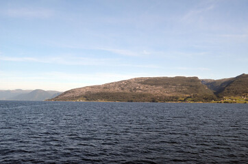 Sognefjord, Norway, Scandinavia. View from the board of Flam - Bergen ferry.