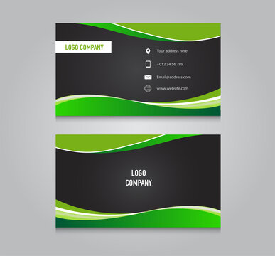 Modern business namecard black and green color design vector template.
