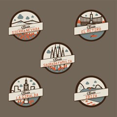 Obraz premium spain landmarks label