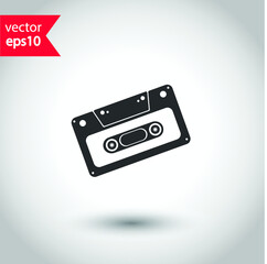 Obraz premium Cassette vector icon. Music cassette flat sign design. Studio background. EPS 10 vector symbol pictogram