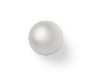  Image of single shiny natural white sea pearl with light effects isolated on white background
