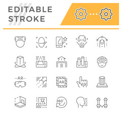 Set line icons of augmented reality