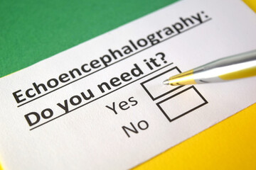 Obraz premium One person is answering question about echoencephalography.