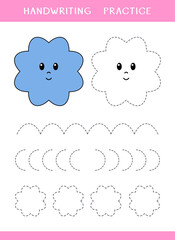 Handwriting practice sheet. Simple educational game for kids