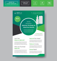Hemp Product Oil Flyer Template | CBD Oil Flyer Poster | Green Cannabis Leaflet Template | Hemp Product Sale Flyer Design Template
