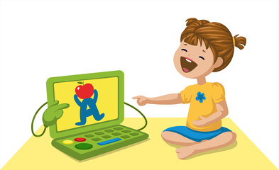 little girl playing video game