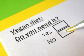 Obraz premium One person is answering question about vegan diet.