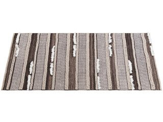 Brown handmade wool cotton causal solid chevron stripes area rug. 3d render