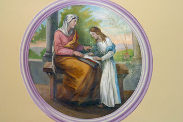 Education of the Virgin, fresco in the parish church of St. Anthony of Padua in Durmanec, Croatia