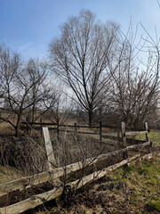 old wooden fence in the village