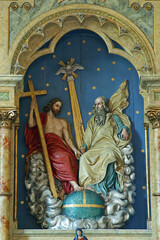 Holy Trinity statue on the main altar in the church of the Holy Trinity in Krapinske Toplice,...