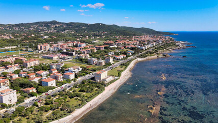Fototapeta premium Amazing aerial view of Livorno coastline, Tuscany