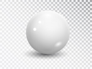 White sphere isolated on transparent background. Realistic White ball, ound shape, geometric simple, figure circle. Mock up of clean round the realistic object, orb icon