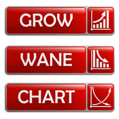 Set of modern glossy navigation buttons. Place for text grow, wane, chart