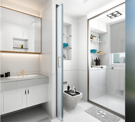 3d render of modern luxury bathroom