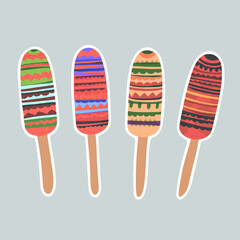 Popsicles Sticker Design Tribal Vector Art