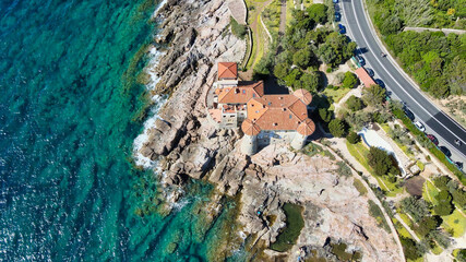 Amazing aerial view of Livorno coastline, Tuscany