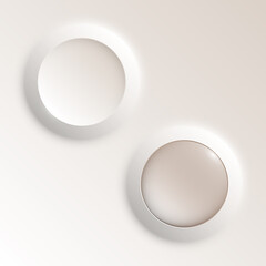 web round button with patch of reflected light for website or app. Isolated bell button sign with border, reflection and shadow on background button