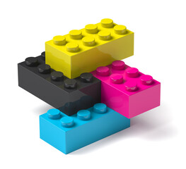 Building blocks of four printing process colors 3D