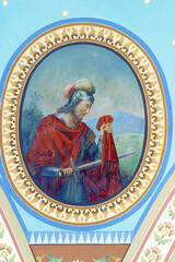 Saint Martin, fresco in the parish church of the Holy Cross in Sveti Kriz Zacretje, Croatia