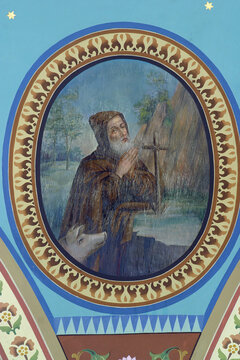 Saint Antony the Hermit, fresco in the parish church of the Holy Cross in Sveti Kriz Zacretje, Croatia
