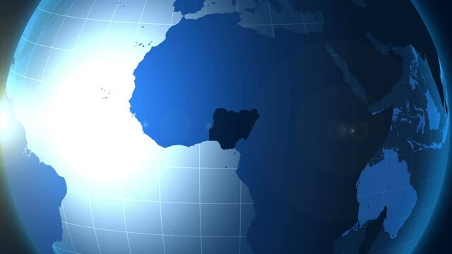 Nigeria. Zooming into Federal Republic of Nigeria on the globe.