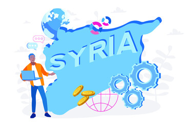 Fototapeta na wymiar Syria map with people , Vector illustration for web banner, infographics, mobile. 