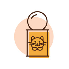 Pet cat food can vector icon. Pet animal sign