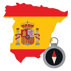 Obraz premium spain map with compass