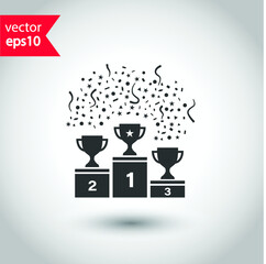 Cup vector icon. First place cup flat sign design. Reward victory cup symbol. Goblet icon. Ceremony contest cup icon. EPS 10 flat symbol pictogram.
