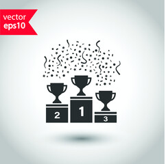 Cup vector icon. First place cup flat sign design. Reward victory cup symbol. Goblet icon. Ceremony contest cup icon. EPS 10 flat symbol pictogram.
