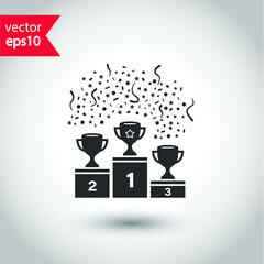 Cup vector icon. First place cup flat sign design. Reward victory cup symbol. Goblet icon. Ceremony contest cup icon. EPS 10 flat symbol pictogram.