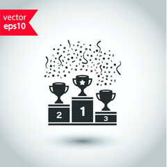 Cup vector icon. First place cup flat sign design. Reward victory cup symbol. Goblet icon. Ceremony contest cup icon. EPS 10 flat symbol pictogram.