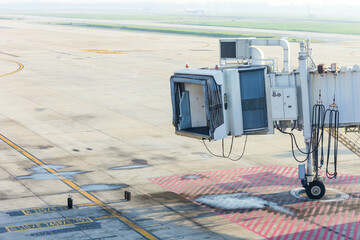 Passenger load door in The International Airport wait for airplane