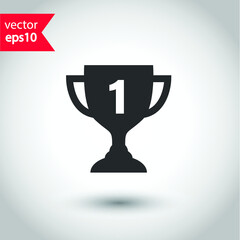 Cup vector icon. First place cup flat sign design. Reward victory cup symbol. Goblet icon. Ceremony contest cup icon. EPS 10 flat symbol pictogram.