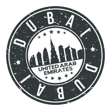 Dubai United Arab Emirates Stamp Logo Icon Symbol Design Skyline City