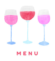 Glasses of wine. Icon, symbol, logo alcohol. For the menu, bar, restaurant, wine list. minimal.