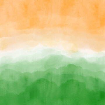 Happy Indian Independence Day celebration - 15th August. Creative watercolor background. Hand drawn watercolor flag. Template for design, card, brochure, banner, flyer.