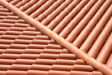 Old orange red roof tiles background stock photo