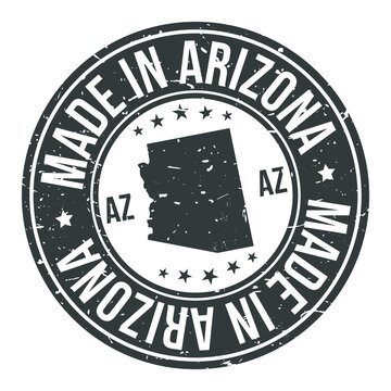 Made in Arizona USA Quality Original Stamp Design Vector Art Tourism Souvenir Round